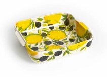 Ovenschaal vierkant met citroenen en olijven 22 x 25 cm | EWCI01 | Piccobella Ovenschaal vierkant met citroenen en olijven 22 x 25 cm | EWCI01 | Piccobella