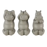 Clayre & Eef | Decoratie Beeld set van 3 Nijlpaard Grijs 5x7x9 cm | 6PR4679 Clayre & Eef | Decoratie Beeld set van 3 Nijlpaard Grijs 5x7x9 cm | 6PR4679