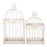 Clayre & Eef | Vogelkooi Decoratie Set van 2 Beige 21x21x42 / 18x18x32 cm | 6Y4278 Clayre & Eef | Vogelkooi Decoratie Set van 2 Beige 21x21x42 / 18x18x32 cm | 6Y4278