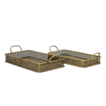 Clayre & Eef | Decoratief Dienblad Set van 2 Koperkleurig 56x28x11 / 51x24x10 cm | 6Y4548 Clayre & Eef | Decoratief Dienblad Set van 2 Koperkleurig 56x28x11 / 51x24x10 cm | 6Y4548