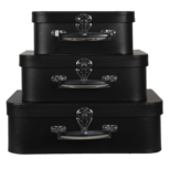 Clayre & Eef | Decoratie koffer Set van 3 Zwart 30x22x10/25x19x9/20x16x8 cm | 65019 Clayre & Eef | Decoratie koffer Set van 3 Zwart 30x22x10/25x19x9/20x16x8 cm | 65019