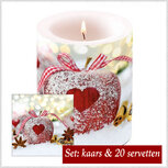 Set: Kaars + 20 servetten heart on apple winter | AMB560-HOA | Ambiente Set: Kaars + 20 servetten heart on apple winter | AMB560-HOA | Ambiente