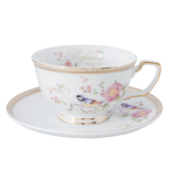 Clayre & Eef | Kop en schotel Meerkleurig 12x10x6 cm / ø 15x1 cm / 150 ml | 6CE0813 Clayre & Eef | Kop en schotel Meerkleurig 12x10x6 cm / ø 15x1 cm / 150 ml | 6CE0813