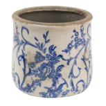 Clayre & Eef | Bloempot Binnen Blauw, Wit ø 12x11 cm | 6CE1396M