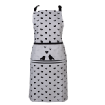 Clayre & Eef | Keukenschort Wit, Zwart 70x85 cm | LBS41