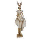 Clayre & Eef | Decoratie Beeld Konijn Goudkleurig, Wit 11x8x33 cm | 6PR3603