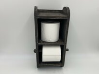 Toiletrolhouder hout vintage zwart bruin met extra vakje ophang muur 35 x 15,5 cm | 65558 | Home Sweet Home | Stoer & Sober Woonstijl Toiletrolhouder hout vintage zwart bruin met extra vakje ophang muur 35 x 15,5 cm | 65558 | Home Sweet Home | Stoer & Sober Woonstijl