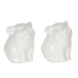 Clayre & Eef | Peper en zout Stel Set van 2 Varken Wit 6*6*7 cm | 6CE1101 Clayre & Eef | Peper en zout Stel Set van 2 Varken Wit 6*6*7 cm | 6CE1101