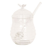 Clayre & Eef | Honingpot met Lepel Transparant ø 8x12 cm | 6GL2505 Clayre & Eef | Honingpot met Lepel Transparant ø 8x12 cm | 6GL2505