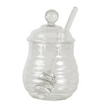 Clayre & Eef | Honingpot met Lepel Transparant ø 10x14 cm | 6GL2923 Clayre & Eef | Honingpot met Lepel Transparant ø 10x14 cm | 6GL2923