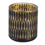 Clayre & Eef | Glazen Theelichthouder Zwart ø 8x9 cm | 6GL3244 Clayre & Eef | Glazen Theelichthouder Zwart ø 8x9 cm | 6GL3244