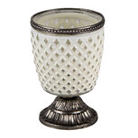 Clayre & Eef | Glazen Theelichthouder Wit ø 9x13 cm | 6GL3336 Clayre & Eef | Glazen Theelichthouder Wit ø 9x13 cm | 6GL3336