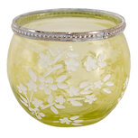 Clayre & Eef | Glazen Theelichthouder Groen, Wit ø 10x9 cm | 6GL3497 Clayre & Eef | Glazen Theelichthouder Groen, Wit ø 10x9 cm | 6GL3497