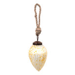 Clayre & Eef | Kerstbal Wit, Geel ø 5x8 cm | 6GL3673