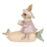 Clayre & Eef | Decoratie Beeld Konijn Beige, Roze 13x5x11 cm | 6PR3300 Clayre & Eef | Decoratie Beeld Konijn Beige, Roze 13x5x11 cm | 6PR3300