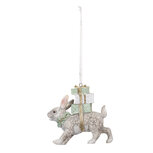 Clayre & Eef | Decoratie Hanger Konijn Wit 9x3x9 cm | 6PR3465 Clayre & Eef | Decoratie Hanger Konijn Wit 9x3x9 cm | 6PR3465