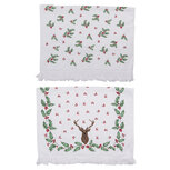 Clayre & Eef | Gastendoekje Set van 2 Wit, Rood, Groen 40x66 cm | CTSETHCH Clayre & Eef | Gastendoekje Set van 2 Wit, Rood, Groen 40x66 cm | CTSETHCH