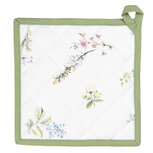 Clayre & Eef | Pannenlap Wit, Groen 20x20 cm | HFL45 Clayre & Eef | Pannenlap Wit, Groen 20x20 cm | HFL45