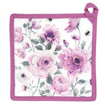 Clayre & Eef | Pannenlap Wit Paars 20x20 cm | RBU45 Clayre & Eef | Pannenlap Wit Paars 20x20 cm | RBU45
