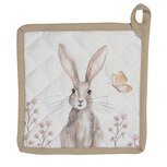 Clayre & Eef | Pannenlap Wit, Bruin 20x20 cm | REB45 Clayre & Eef | Pannenlap Wit, Bruin 20x20 cm | REB45