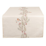 Clayre & Eef | Tafelloper Creme, Bruin, Rood, Groen 50x140 cm | VGP64 Clayre & Eef | Tafelloper Creme, Bruin, Rood, Groen 50x140 cm | VGP64
