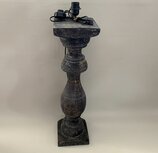 Lampenvoet balusterlamp hout vintage grijs bruin 90 x 22 cm met voetschakelaar xxxl robuust | 65595 | Landelijke Woonstijl Lampenvoet balusterlamp hout vintage grijs bruin 90 x 22 cm met voetschakelaar xxxl robuust | 65595 | Landelijke Woonstijl