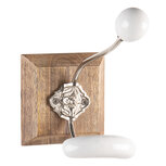 Clayre & Eef | Wandhaak Bruin, Wit, Zilverkleurig 10x18x19 cm | 64781 Clayre & Eef | Wandhaak Bruin, Wit, Zilverkleurig 10x18x19 cm | 64781