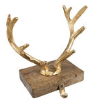 Clayre & Eef | Haak Kerstsok Gewei Goudkleurig, Bruin 14x13x17 cm | 65140 Clayre & Eef | Haak Kerstsok Gewei Goudkleurig, Bruin 14x13x17 cm | 65140