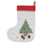 Clayre & Eef | Kerstsok Decoratie Kerstsok Wit Rood 30x1x40 cm | HLC203-4 Clayre & Eef | Kerstsok Decoratie Kerstsok Wit Rood 30x1x40 cm | HLC203-4