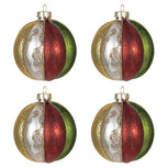 Clayre & Eef | Kerstballen Set van 4 Meerkleurig ø 8x8 cm | 6GL2736 Clayre & Eef | Kerstballen Set van 4 Meerkleurig ø 8x8 cm | 6GL2736