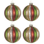 Clayre & Eef | Kerstballen set van 4 Meerkleurig ø 8x8 cm | 6GL2737 Clayre & Eef | Kerstballen set van 4 Meerkleurig ø 8x8 cm | 6GL2737