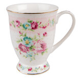 Clayre & Eef | Mok Wit, Roze 12x9x10 cm / 300 ml | 6CEMU0127 Clayre & Eef | Mok Wit, Roze 12x9x10 cm / 300 ml | 6CEMU0127