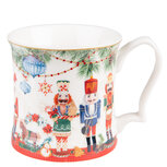 Clayre & Eef | Mok Wit, Rood, Groen 13x9x9 cm / 414 ml | 6CEMU0131 Clayre & Eef | Mok Wit, Rood, Groen 13x9x9 cm / 414 ml | 6CEMU0131
