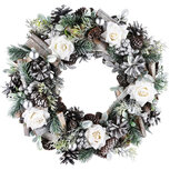 Kerstkrans hang rond witte rozen groen kerststuk dennentakken 34x34x7cm | A225205 | Dekoratief | Kerstversiering bij Home Sweet Home Kerstkrans hang rond witte rozen groen kerststuk dennentakken 34x34x7cm | A225205 | Dekoratief | Kerstversiering bij Home Sweet Home