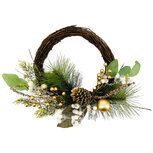 Kerstkrans hang rond kerstbal kersttakken dennenappels 40 cm groen goud | A225253 | Dekoratief | Kerstversiering bij Home Sweet Home Kerstkrans hang rond kerstbal kersttakken dennenappels 40 cm groen goud | A225253 | Dekoratief | Kerstversiering bij Home Sweet Home