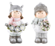 Set van 2 winterkindjes met ledverlichting decoratie beeld jongen meisje krans 16x13x30cm | A225780 | Dekoratief Set van 2 winterkindjes met ledverlichting decoratie beeld jongen meisje krans 16x13x30cm | A225780 | Dekoratief