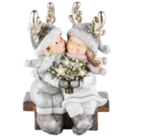 Decoratie beeld kerst winterkindjes ledverlichting jongen meisje samen op de bank bloemen gewei 16x13x30cm | A225781 | Dekoratief Decoratie beeld kerst winterkindjes ledverlichting jongen meisje samen op de bank bloemen gewei 16x13x30cm | A225781 | Dekoratief