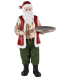 Decoratie beeld kerstman met dienblad in hand 19x16x35cm rood groen goud | A225900 | Dekoratief Decoratie beeld kerstman met dienblad in hand 19x16x35cm rood groen goud | A225900 | Dekoratief