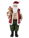 Decoratie beeld kerstman met beer in hand 12x9x27cm rood groen goud | A225901 | Dekoratief Decoratie beeld kerstman met beer in hand 12x9x27cm rood groen goud | A225901 | Dekoratief
