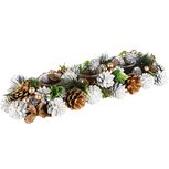 Kerststuk tafelstukje langwerpig groen wit goud 3 theelichthouders decoratie dennenappels 44 cm | A225209 | Dekoratief Kerststuk tafelstukje langwerpig groen wit goud 3 theelichthouders decoratie dennenappels 44 cm | A225209 | Dekoratief