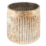 Clayre & Eef | Glazen Theelichthouder Bruin Goudkleurig ø 8x8 cm | 6GL3802 Clayre & Eef | Glazen Theelichthouder Bruin Goudkleurig ø 8x8 cm | 6GL3802