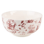 Clayre & Eef | Soepkom Beige, Rood ø 14x7 cm / 500 ml | PFTBO Clayre & Eef | Soepkom Beige, Rood ø 14x7 cm / 500 ml | PFTBO
