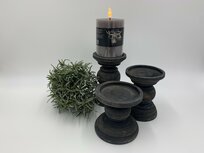 Set v 3 kandelaren hout vintage grijs bruin 15x10 cm | 11348SETGR | Home Sweet Home | Stoer & Sober Woonstijl Set v 3 kandelaren hout vintage grijs bruin 15x10 cm | 11348SETGR | Home Sweet Home | Stoer & Sober Woonstijl