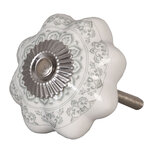 Clayre & Eef | Deurknop Wit Grijs ø 4x2 cm / S3 cm | 62336 Clayre & Eef | Deurknop Wit Grijs ø 4x2 cm / S3 cm | 62336