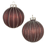 Clayre & Eef | Kerstballen set van 2 Rood Zilverkleurig ø 8x8 cm | 6GL4117 Clayre & Eef | Kerstballen set van 2 Rood Zilverkleurig ø 8x8 cm | 6GL4117
