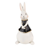 Clayre & Eef | Decoratie Beeld Konijn Zwart, Wit 11x10x23 cm | 6PR3612 Clayre & Eef | Decoratie Beeld Konijn Zwart, Wit 11x10x23 cm | 6PR3612