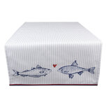 Clayre & Eef | Tafelloper Wit Blauw 50x140 cm | SSF64 Clayre & Eef | Tafelloper Wit Blauw 50x140 cm | SSF64