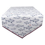 Clayre & Eef | Tafelloper Wit Blauw 50x160 cm | SSF65 Clayre & Eef | Tafelloper Wit Blauw 50x160 cm | SSF65