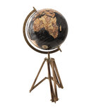 Clayre & Eef | Wereldbol Decoratie Zwart, Geel 28x26x55 cm | 50543 Clayre & Eef | Wereldbol Decoratie Zwart, Geel 28x26x55 cm | 50543