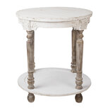 Clayre & Eef | Bijzettafel Rond Wit, Bruin ø 60x68 cm | 5H0489 Clayre & Eef | Bijzettafel Rond Wit, Bruin ø 60x68 cm | 5H0489